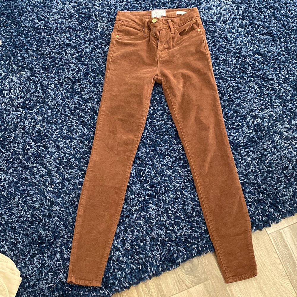 FRAME Le High Skinny Brown Corduroy Pants